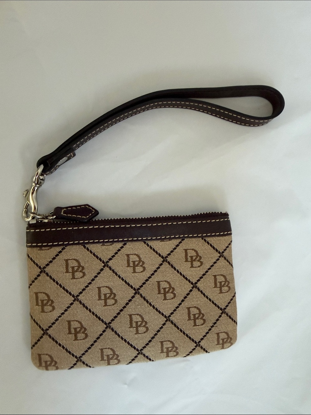 Dooney & Bourke Tan and Brown Monogram Wristlet
